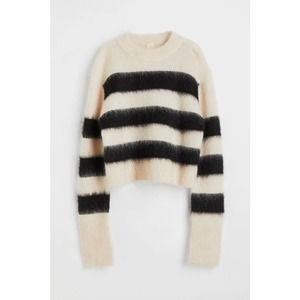 NWT H&M Mohair and Wool Blend Fine Knit Striped Sweater Small S